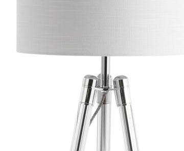 Wyman 30.5" Surveyor's Tripod Crystal/Metal LED Table Lamp - JONATHAN Y
